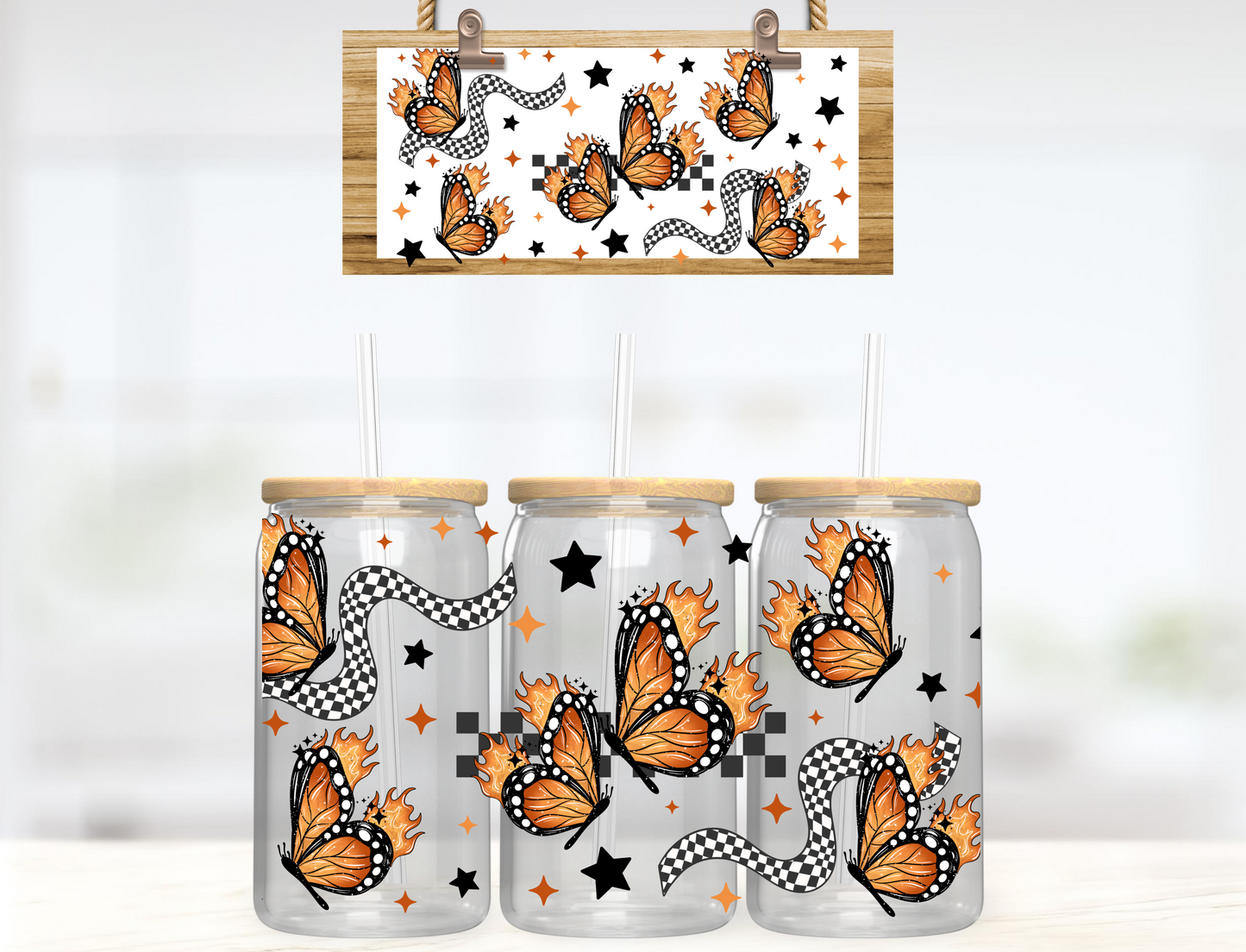 Fire butterflies**UV DTF Wrap