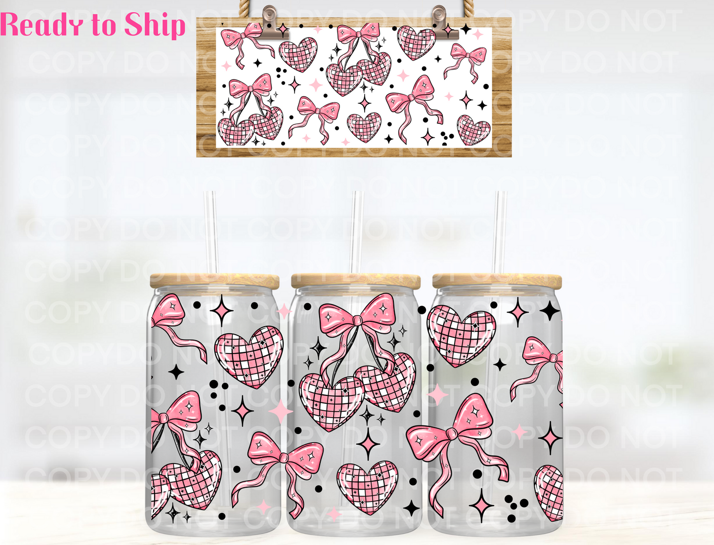 Valentines Disco hearts***UV DTF Wrap