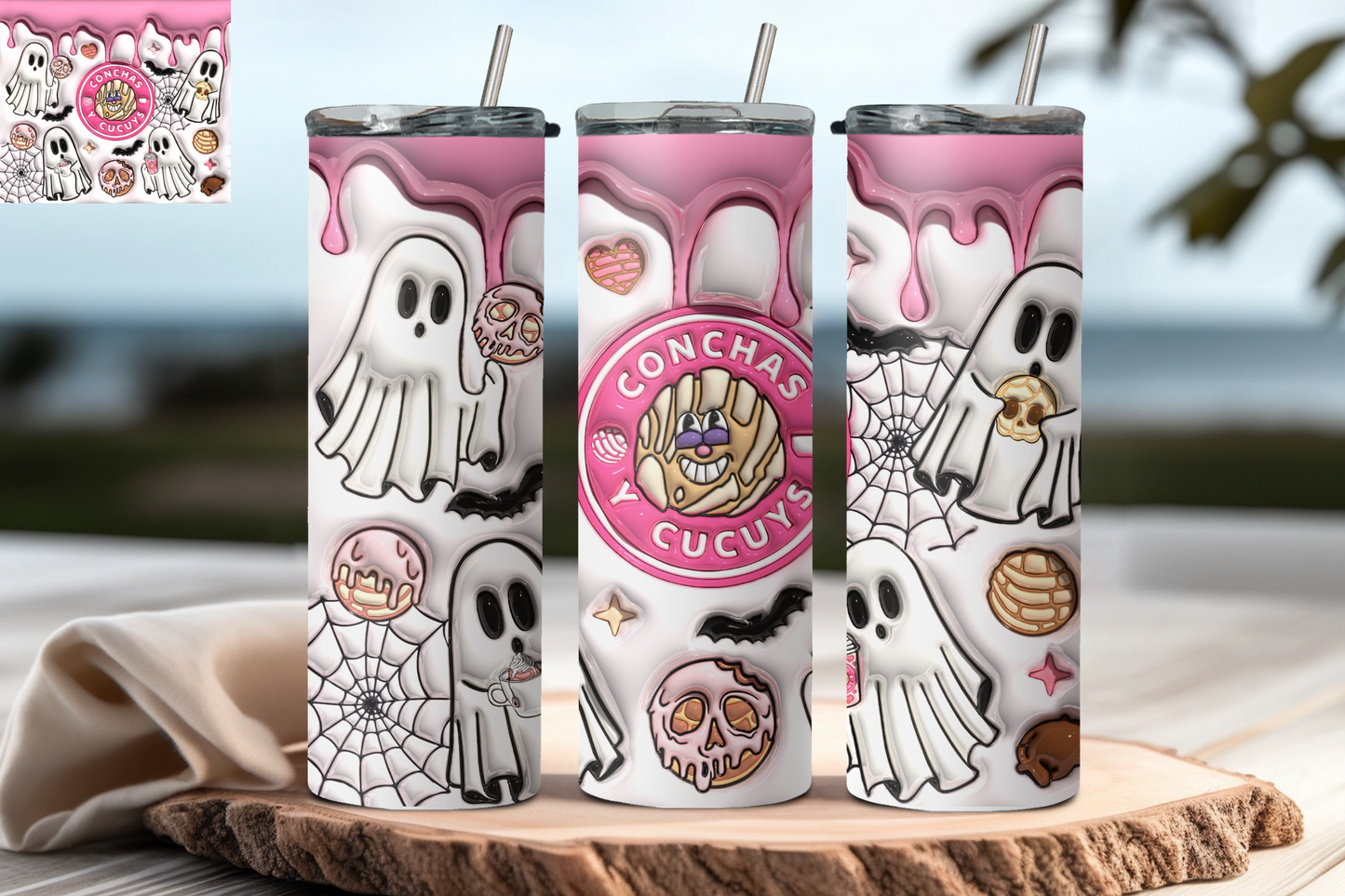 3D PUFF HALLOWEEN CONCHAS***20oz Tumbler